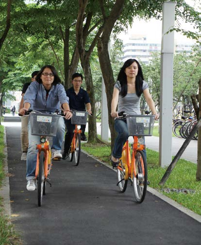 Riding environment for public bicycles.